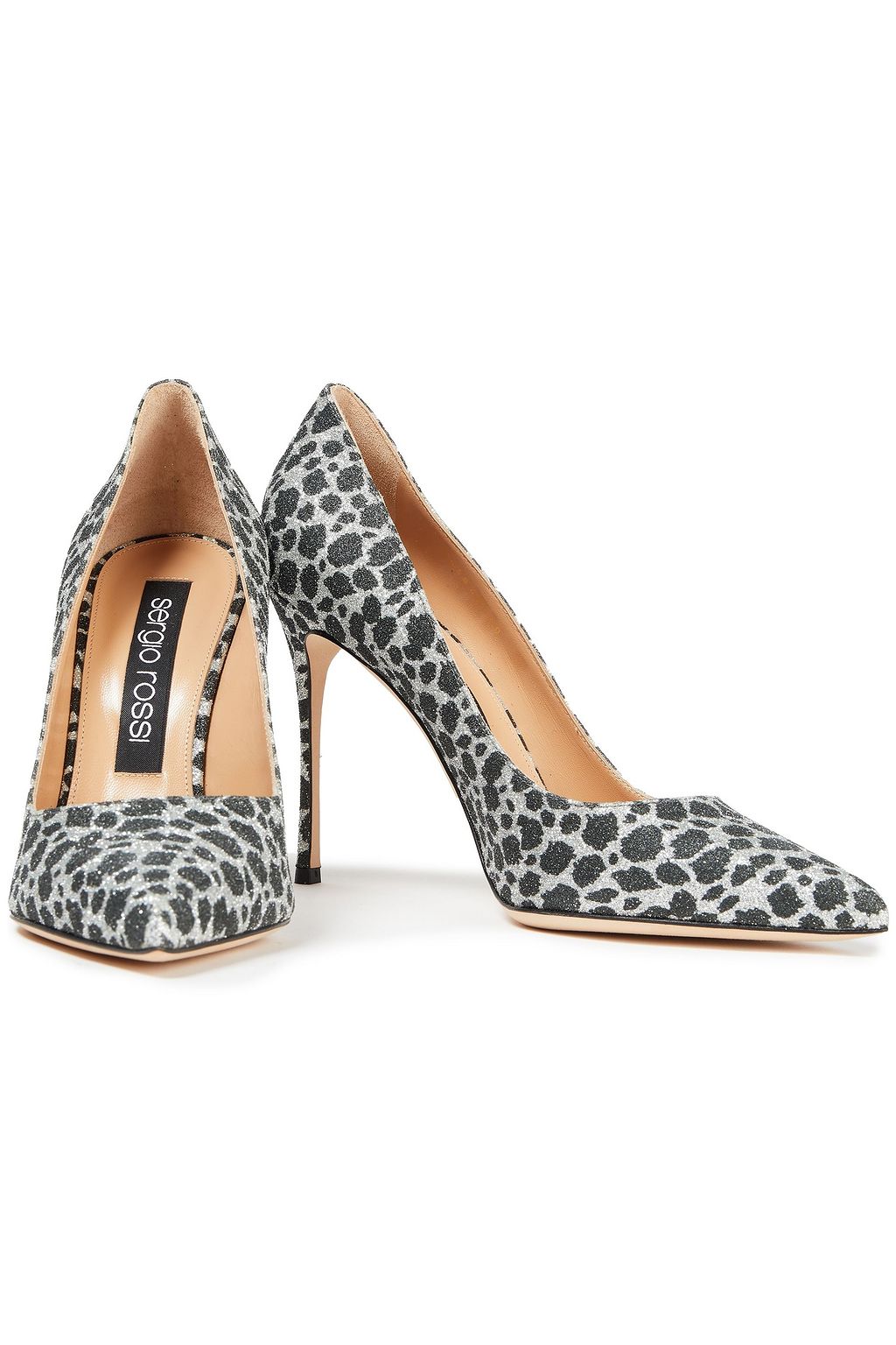 SERGIO ROSSI Godiva leopard-print glittered  leather pumps