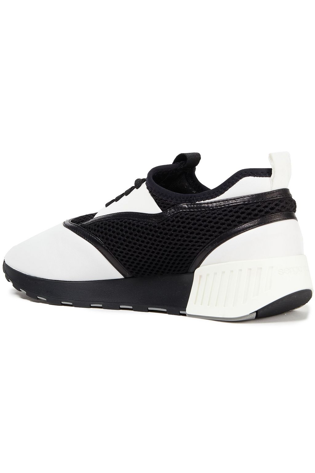 SERGIO ROSSI Leather and mesh sneakers