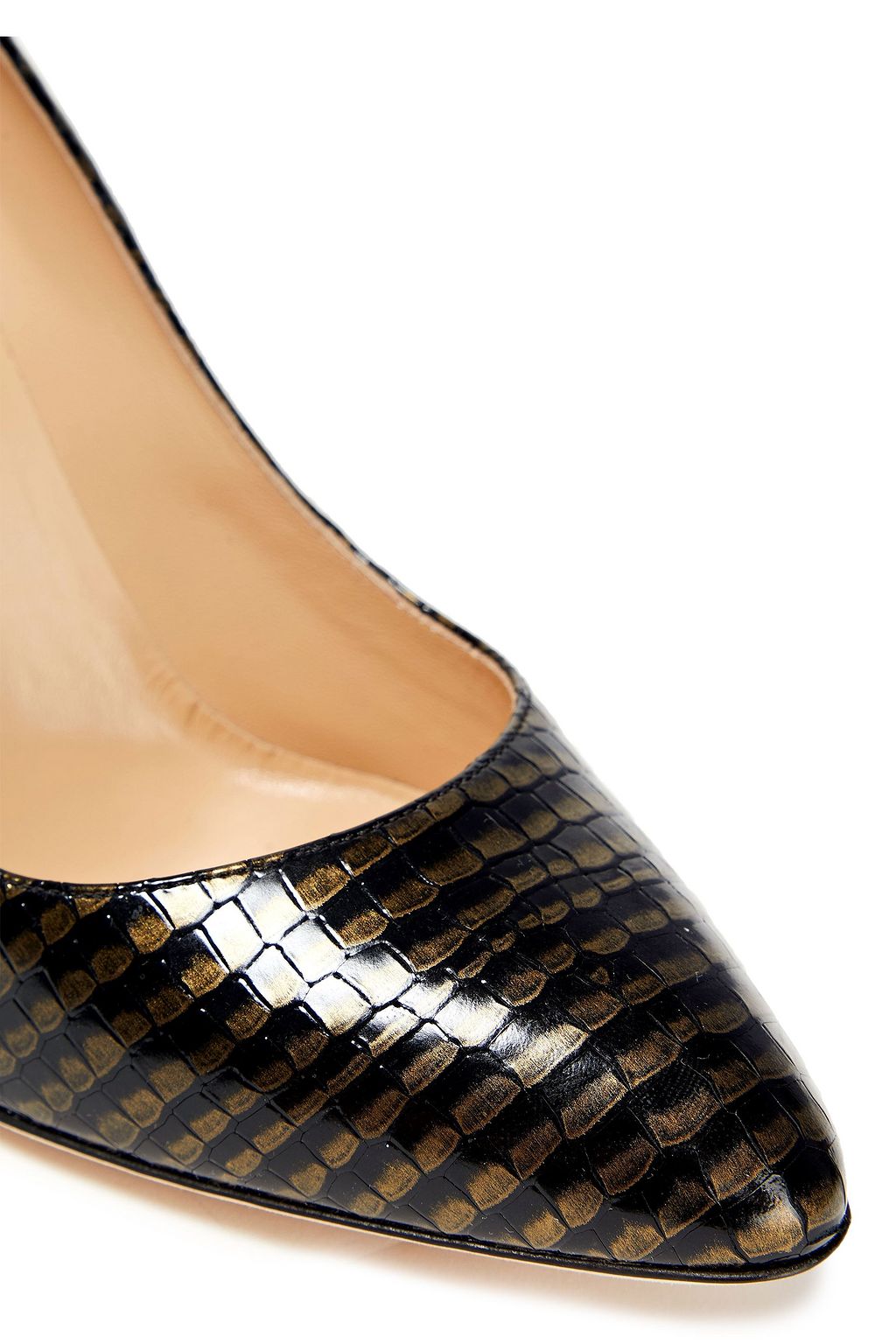 SERGIO ROSSI Snake-effect leather pumps