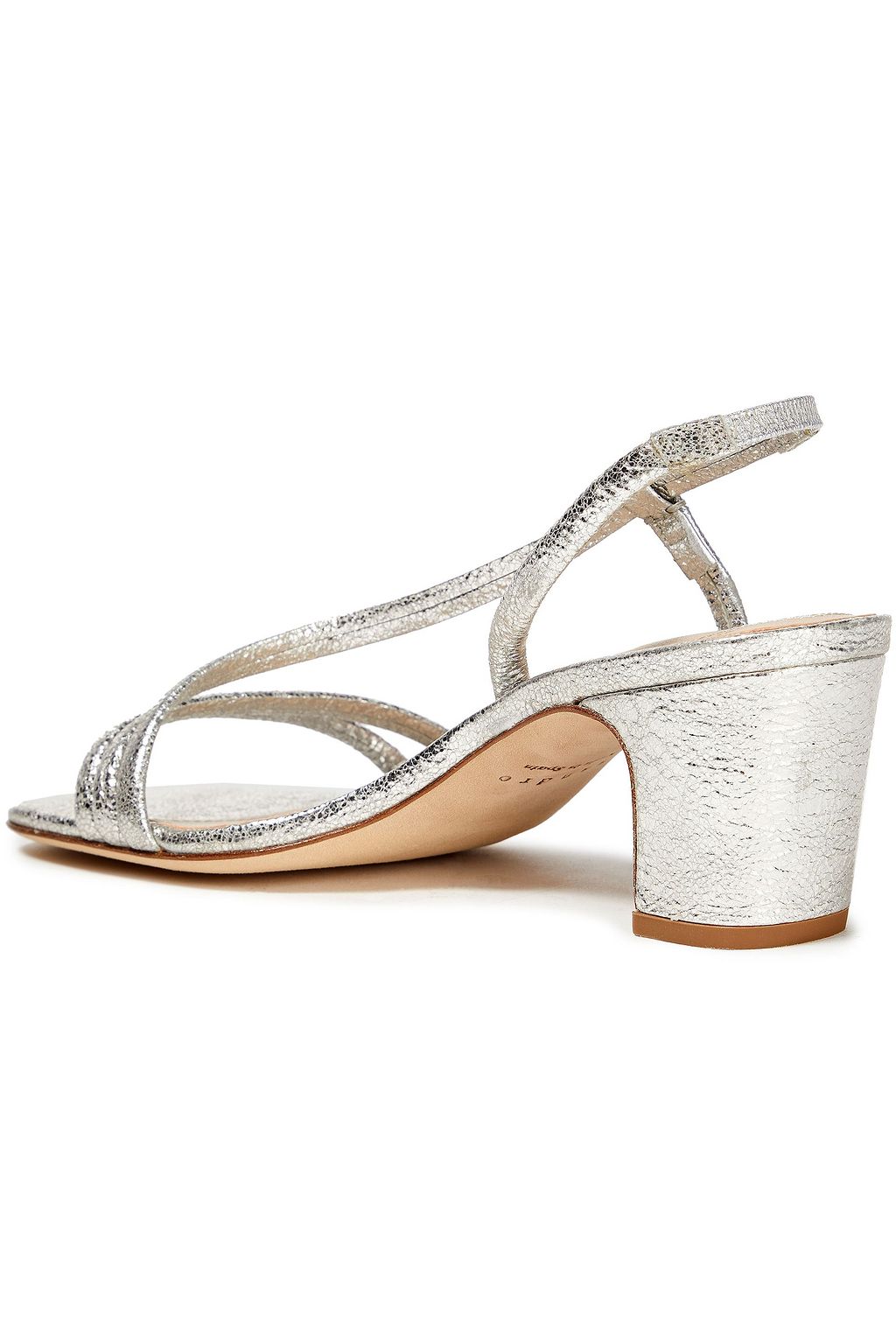 SANDRO Metallic cracked-leather sandals