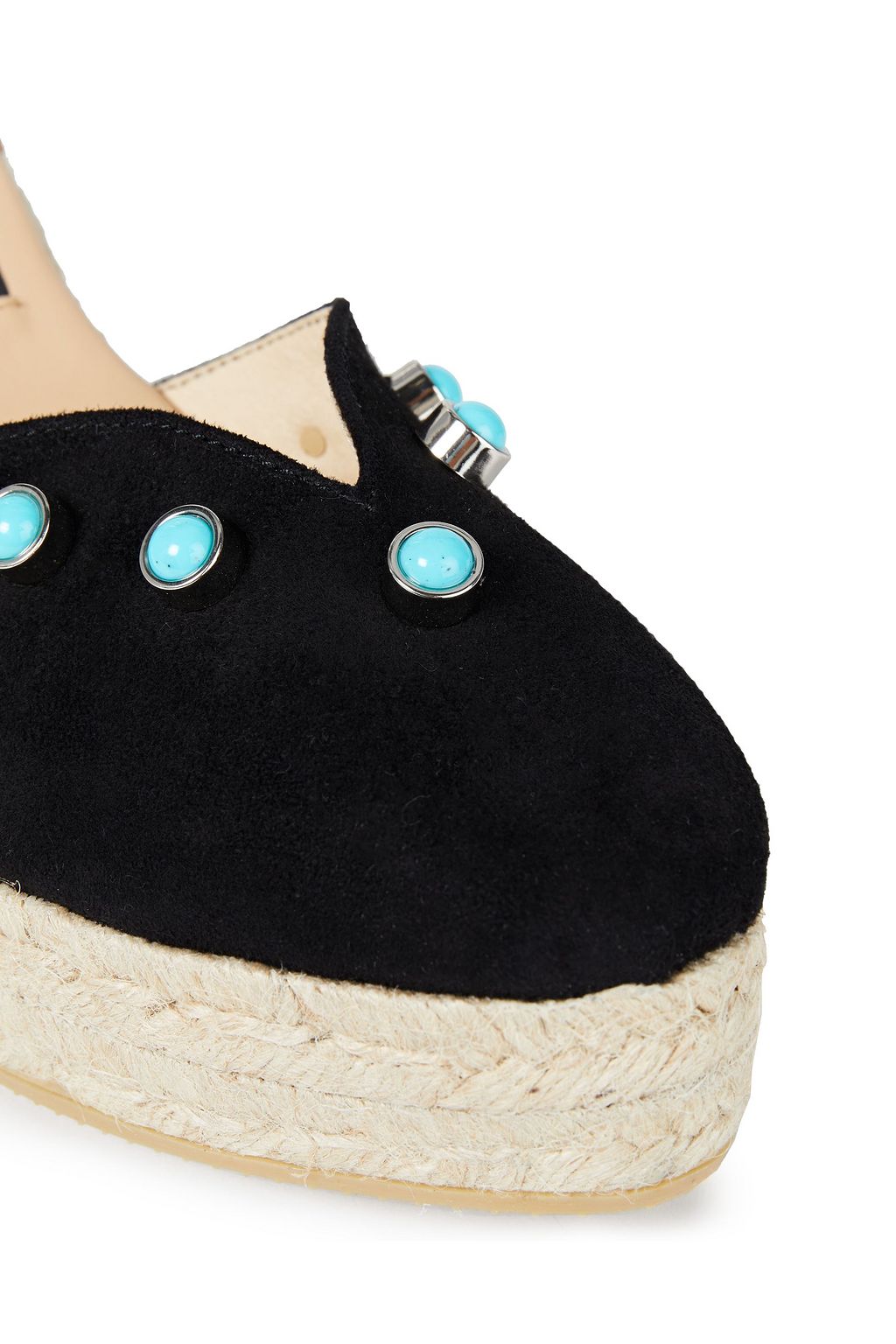 SERGIO ROSSI Embellished suede wedge espadrilles