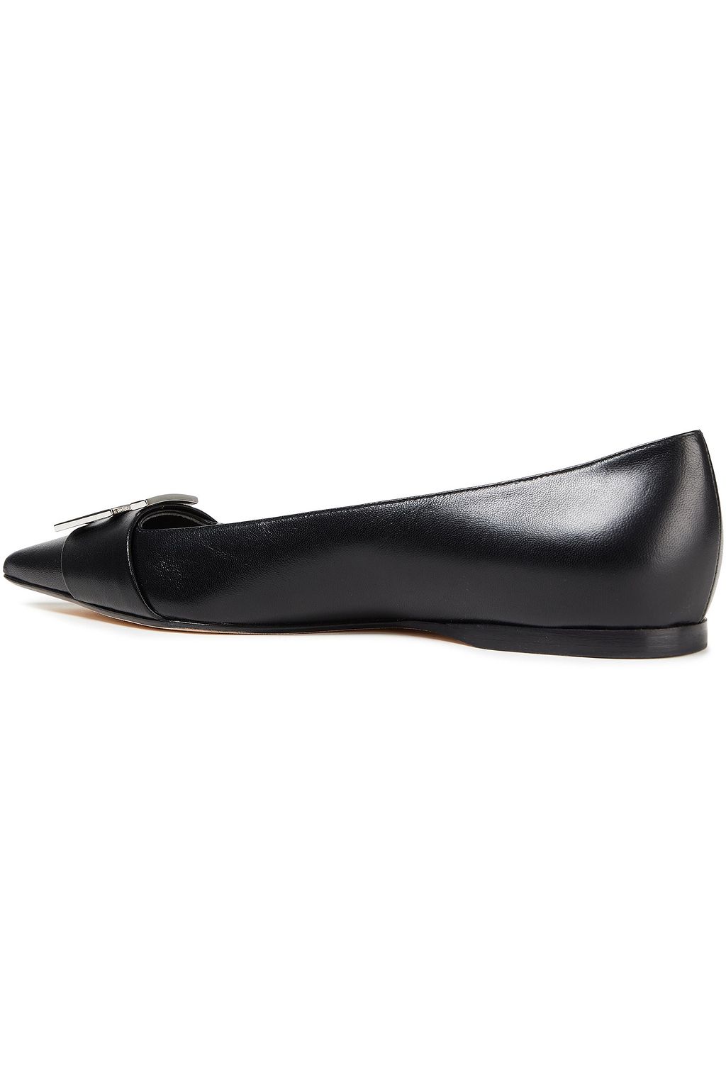 SERGIO ROSSI Embellished leather point-toe flats