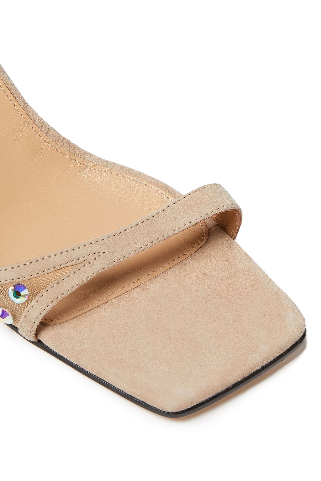 SERGIO ROSSI Crystal-embellished suede and mesh sandals
