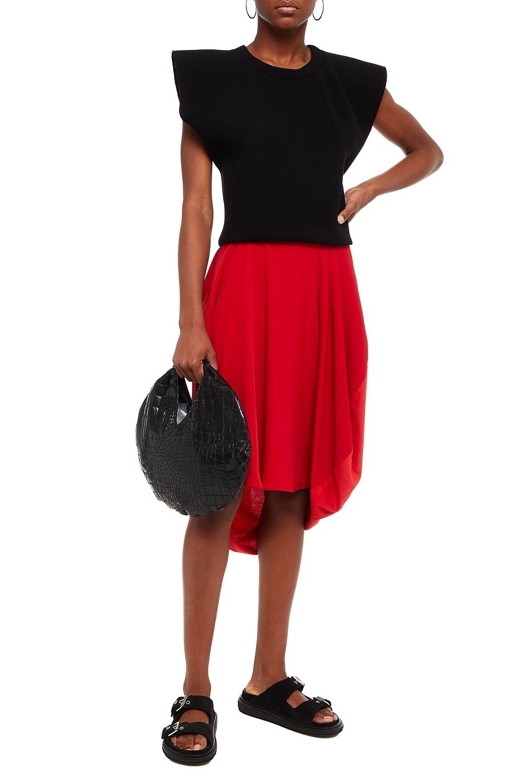 MM6 MAISON MARGIELA Asymmetric draped crepe and jersey skirt