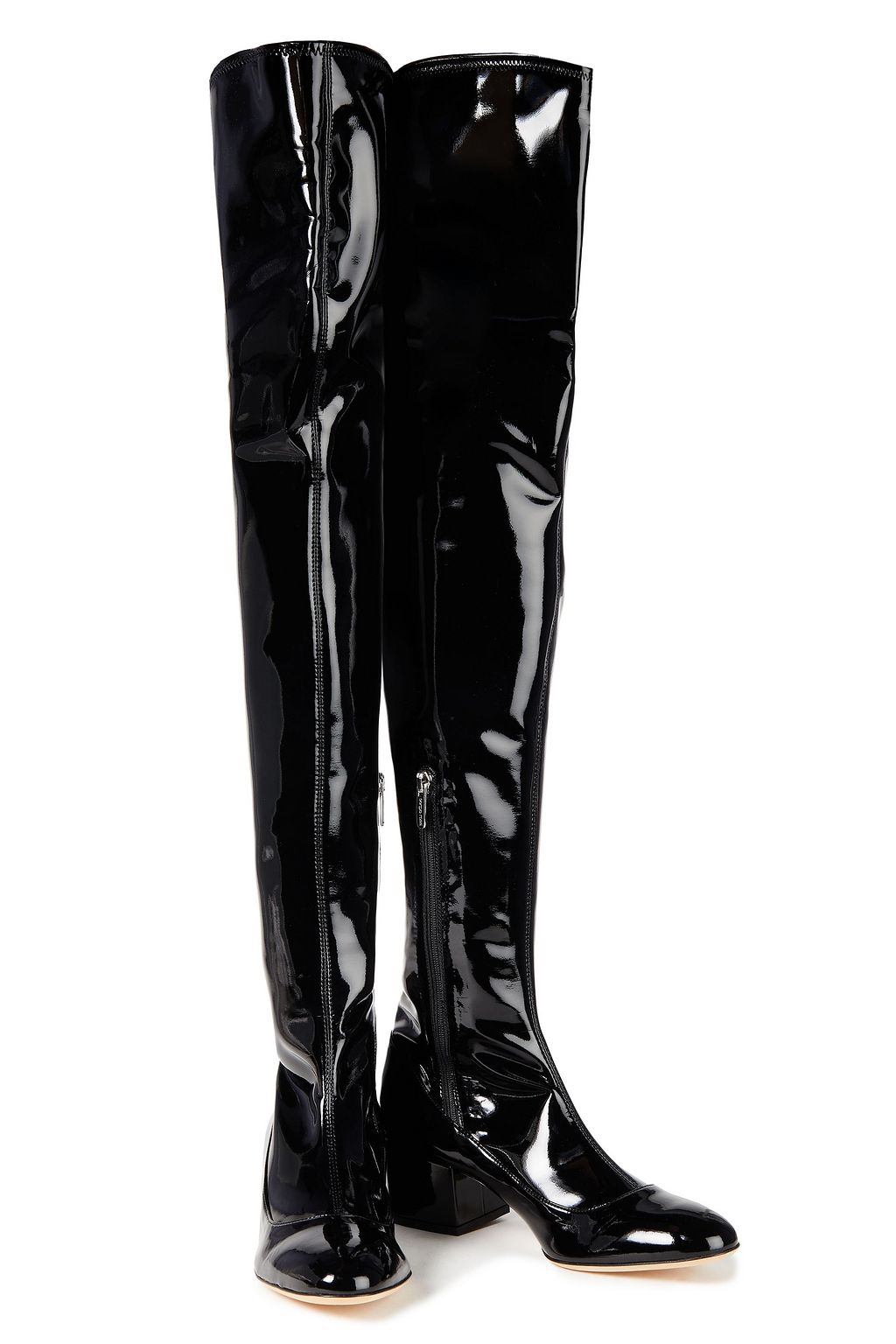 SERGIO ROSSI Faux patent-leather thigh boots