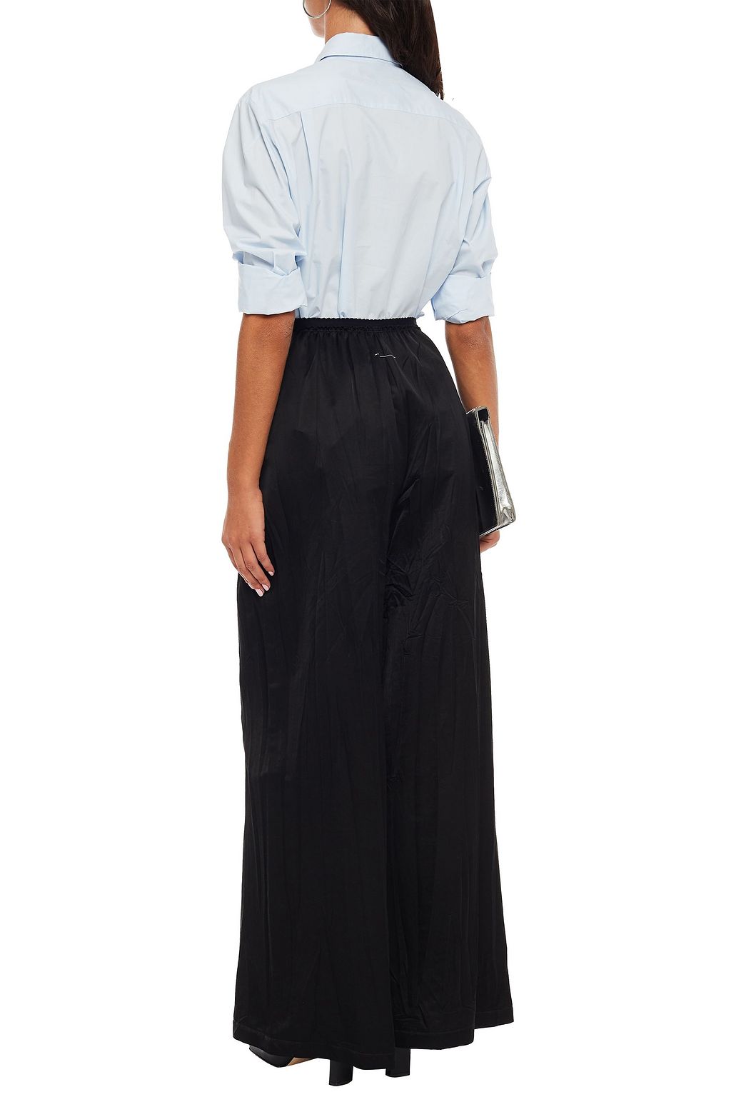 MM6 MAISON MARGIELA Crushed cotton-blend satin wide-leg pants
