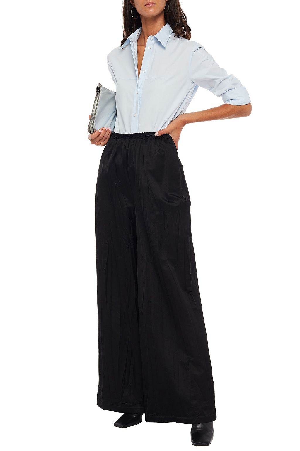 MM6 MAISON MARGIELA Crushed cotton-blend satin wide-leg pants