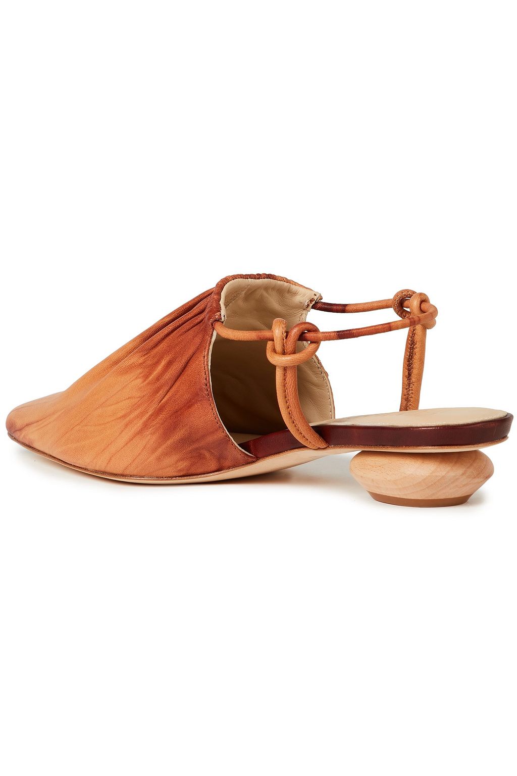 NANUSHKA Gathered tie-dyed leather slingback point-toe flats
