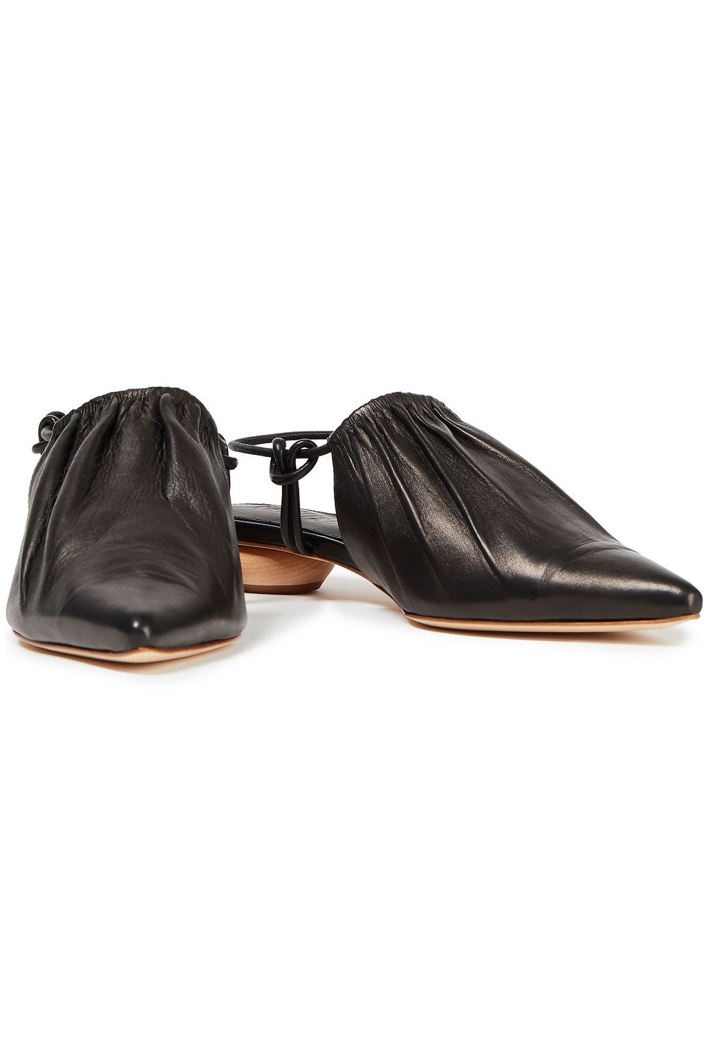 NANUSHKA Gathered tie-dyed leather slingback point-toe flats