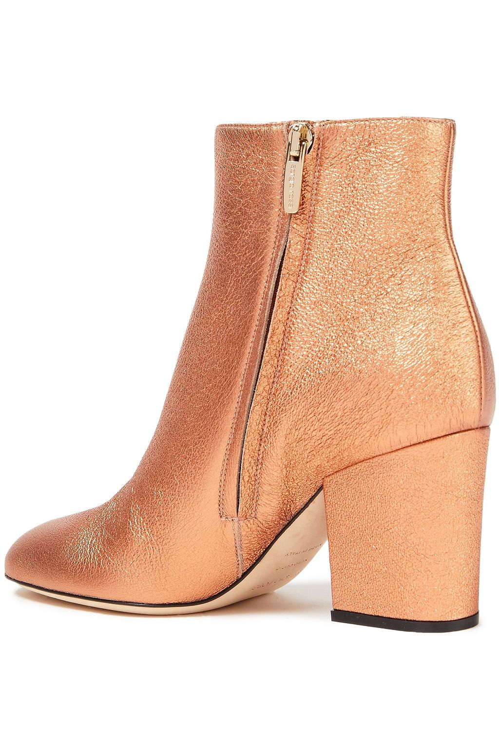 SERGIO ROSSI Metallic textured-leather ankle boots