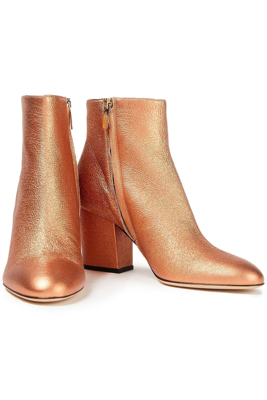 SERGIO ROSSI Metallic textured-leather ankle boots