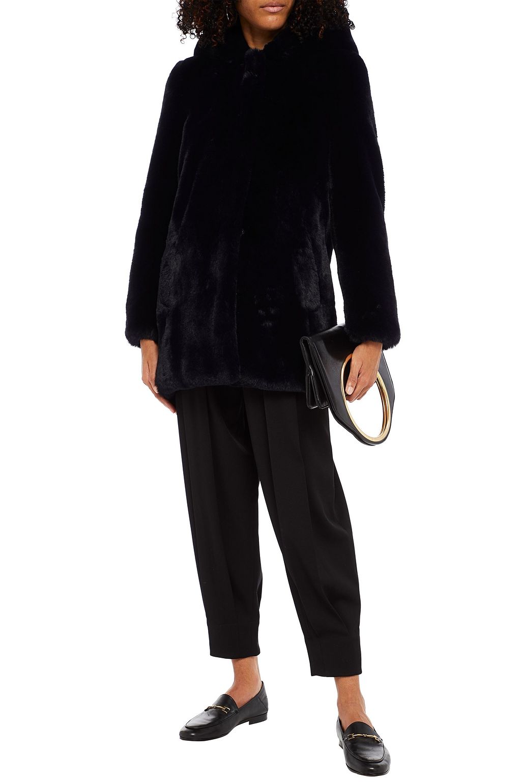 SANDRO Mirage faux fur hooded coat