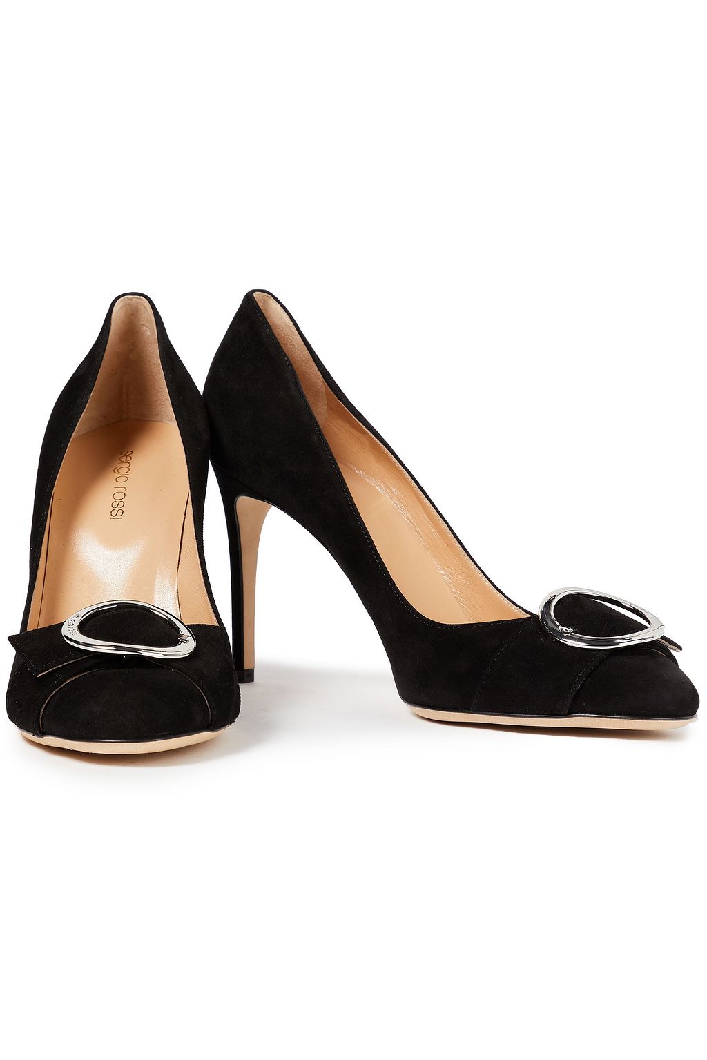 SERGIO ROSSI Buckle-embellished suede pumps