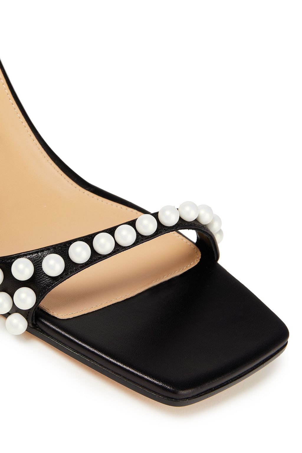 SERGIO ROSSI Faux pearl-embellished leather sandals