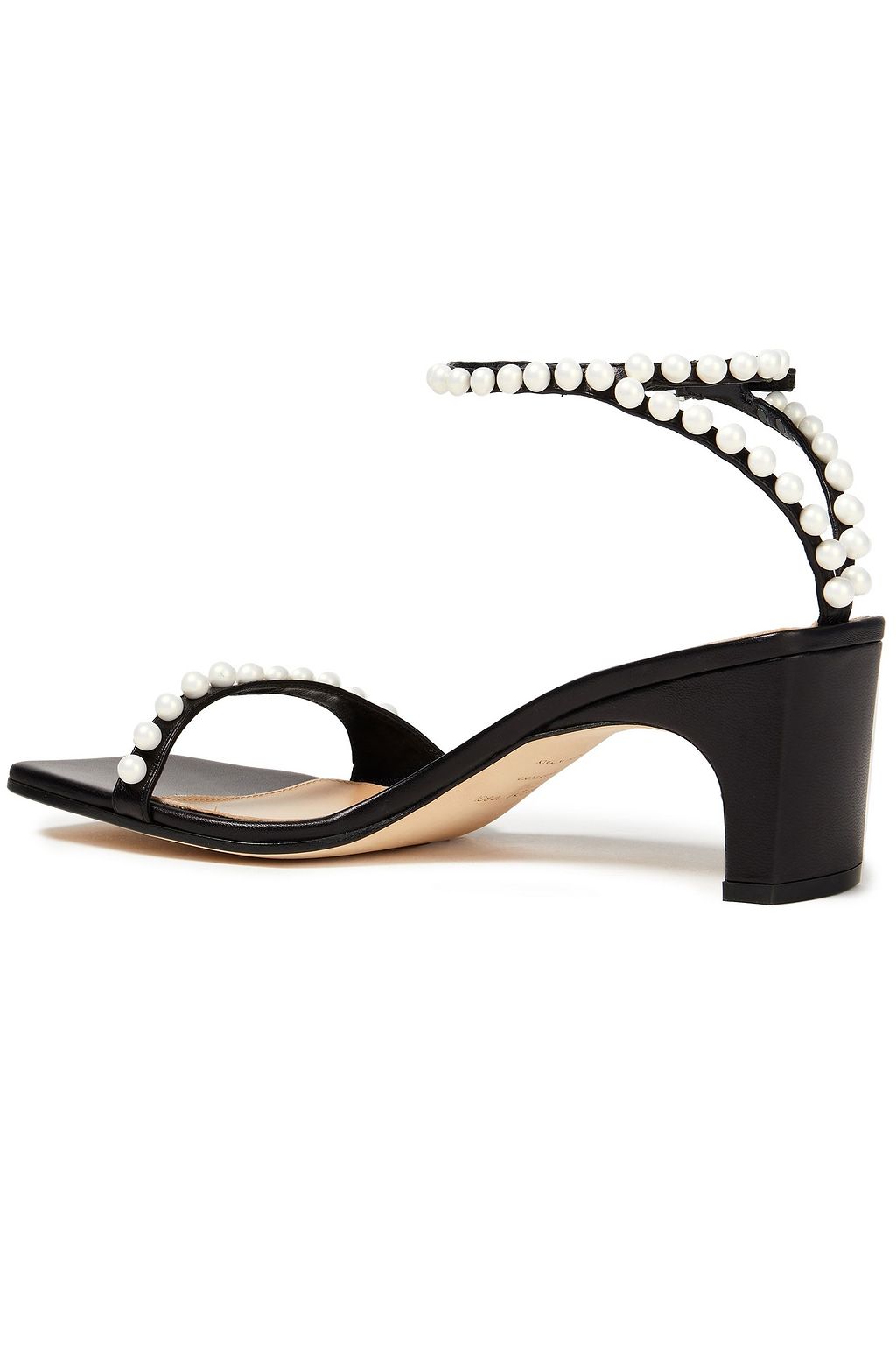 SERGIO ROSSI Faux pearl-embellished leather sandals