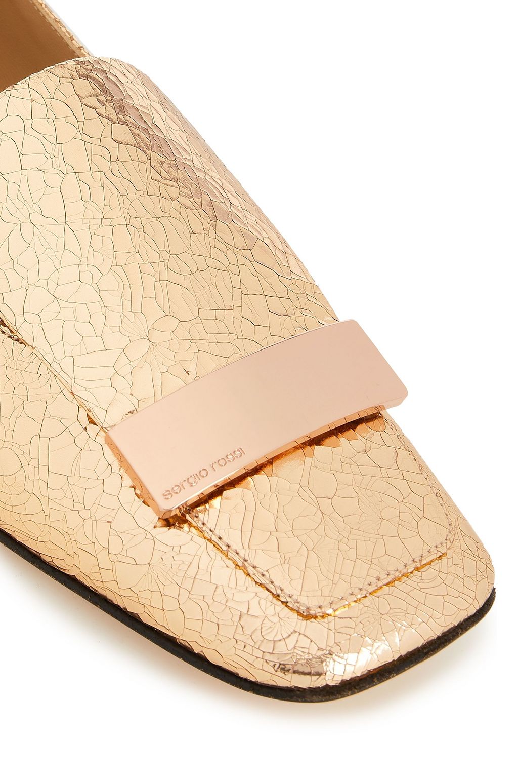 SERGIO ROSSI sr1 metallic leather loafers
