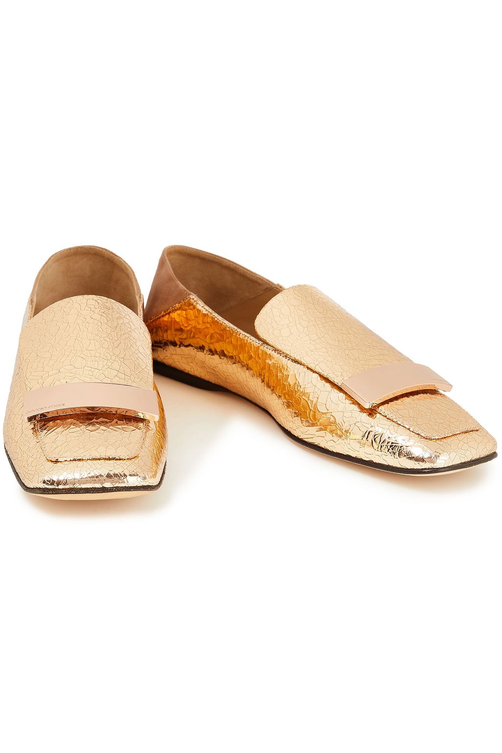 SERGIO ROSSI sr1 metallic leather loafers