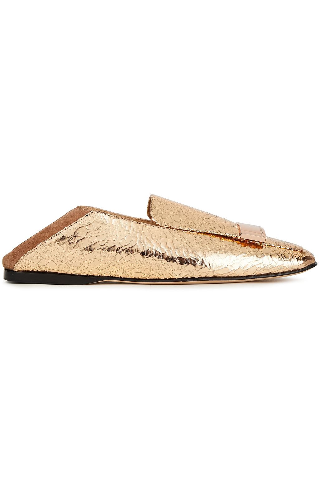 SERGIO ROSSI sr1 metallic leather loafers