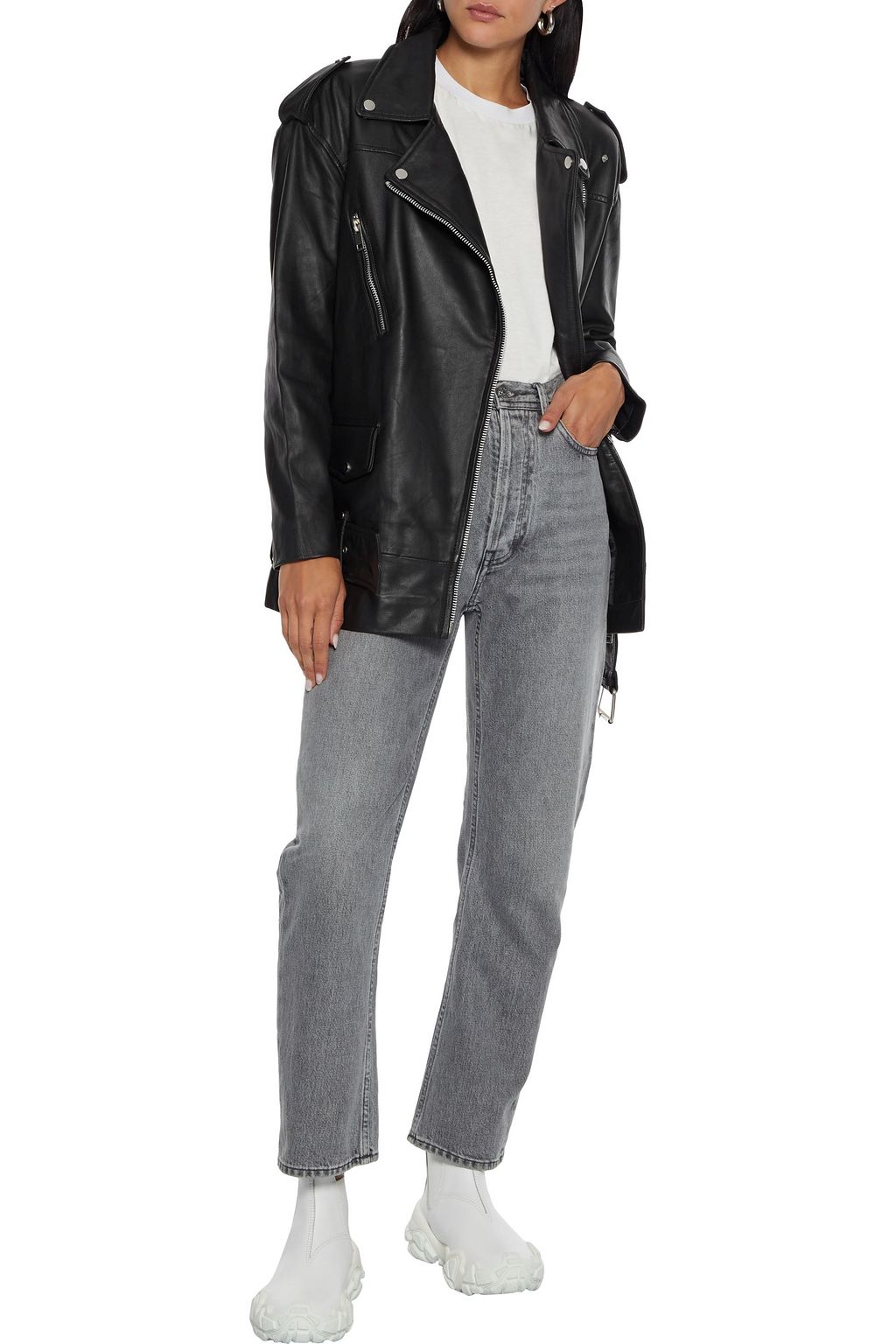 WALTER BAKER Emery oversized leather biker jacket