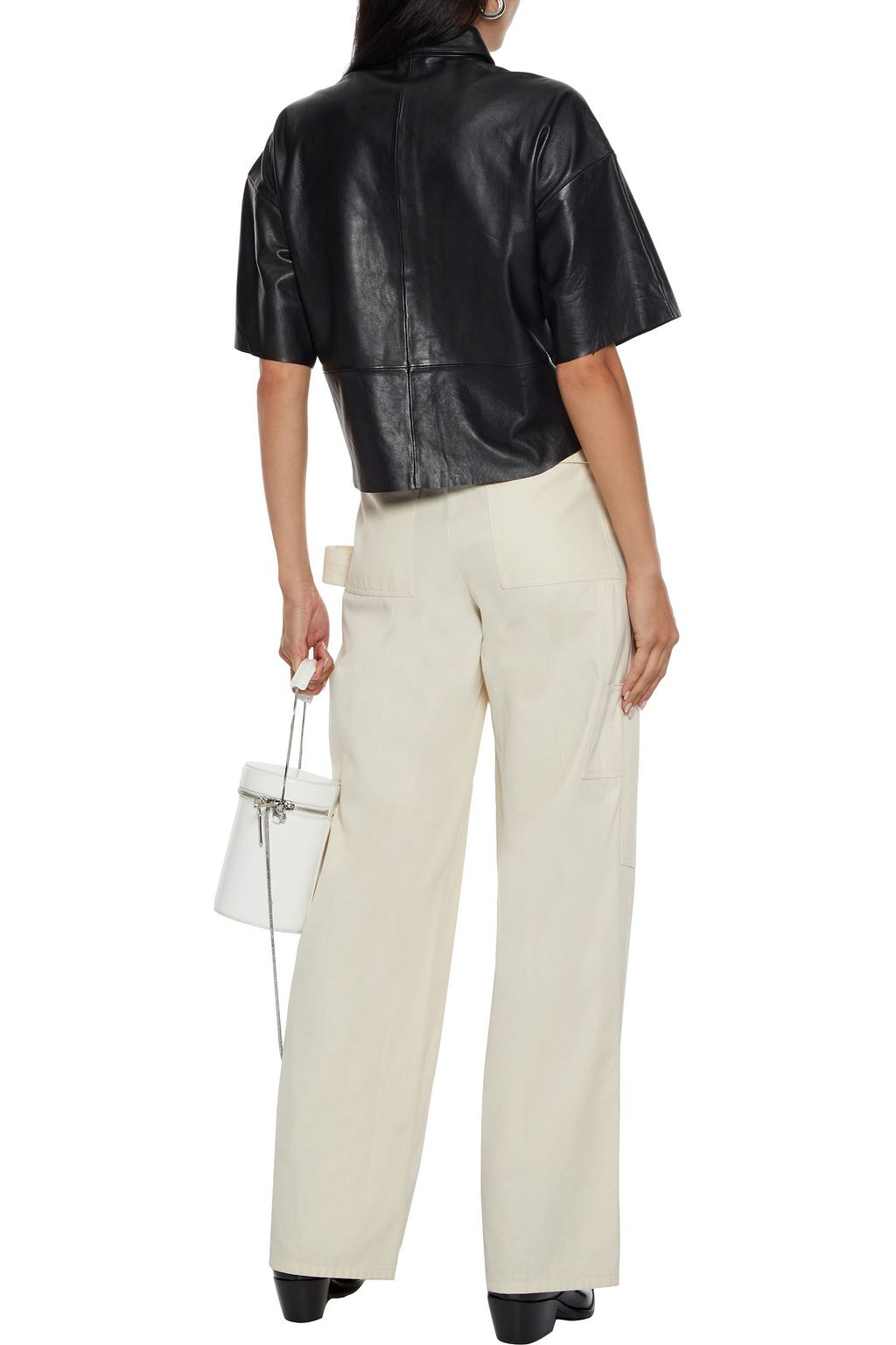 WALTER BAKER Dylan cropped leather shirt