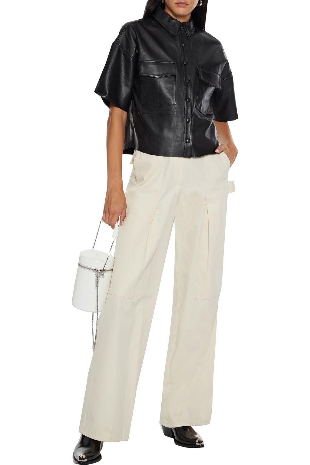 WALTER BAKER Dylan cropped leather shirt