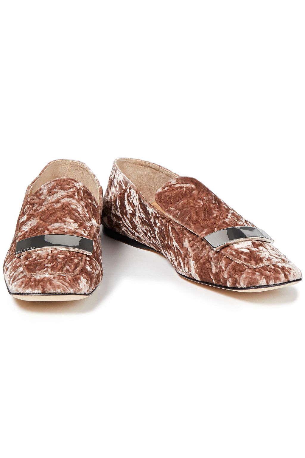 SERGIO ROSSI sr1 crushed-velvet collapsible-heel loafers