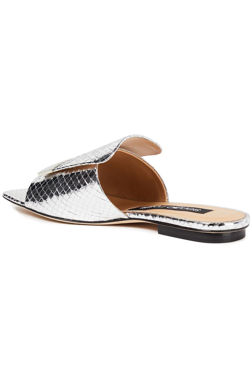 SERGIO ROSSI sr1 metallic snake-effect leather mules