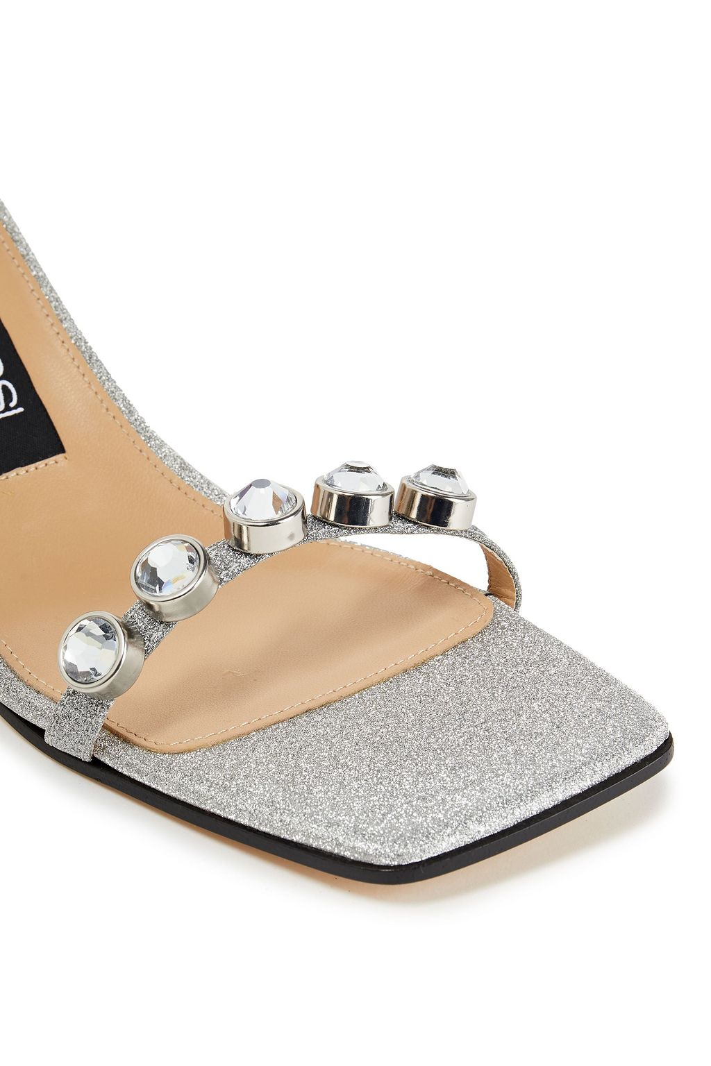 SERGIO ROSSI Crystal-embellished glittered leather sandals