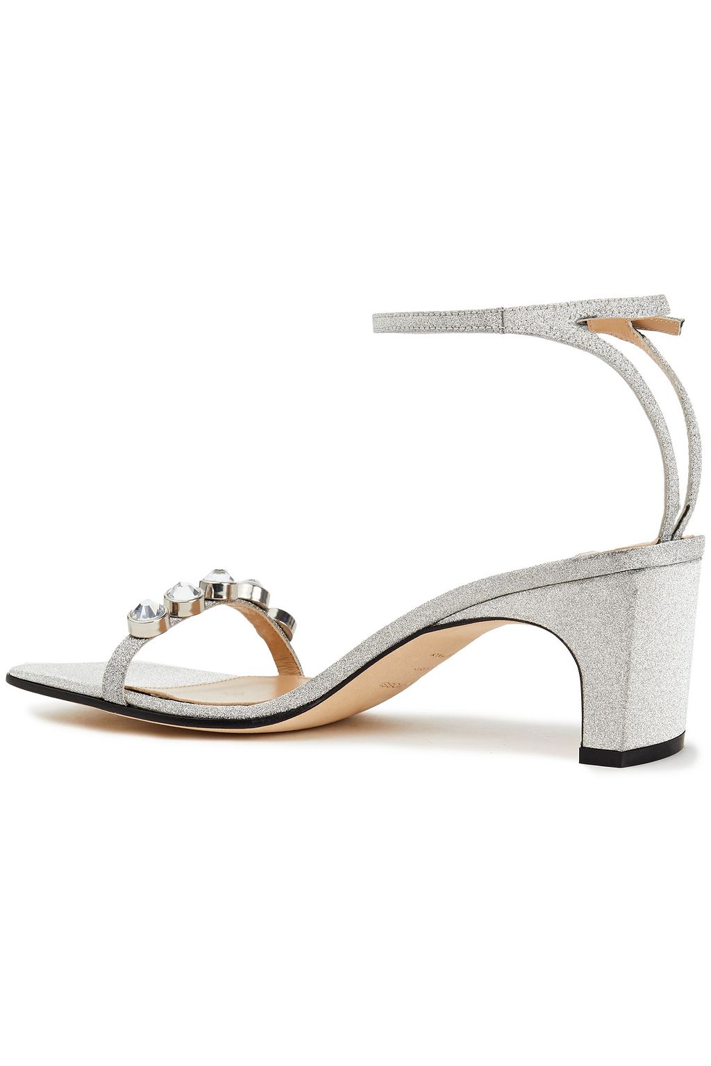 SERGIO ROSSI Crystal-embellished glittered leather sandals