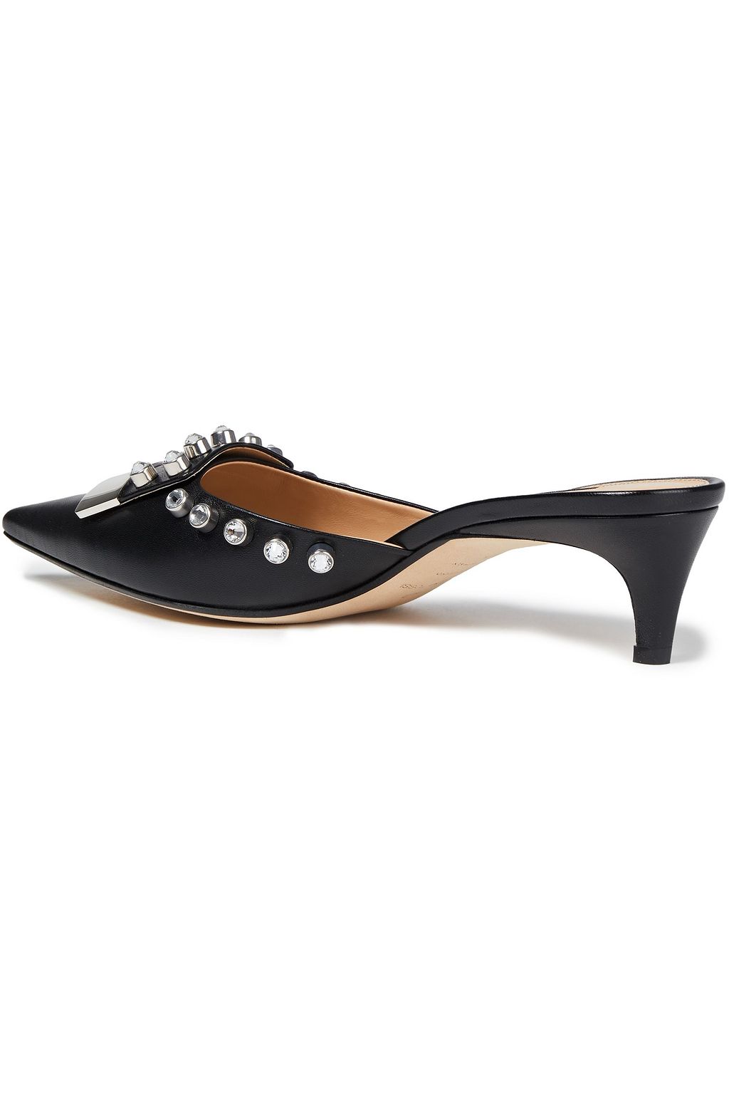 SERGIO ROSSI Crystal-embellished leather mules