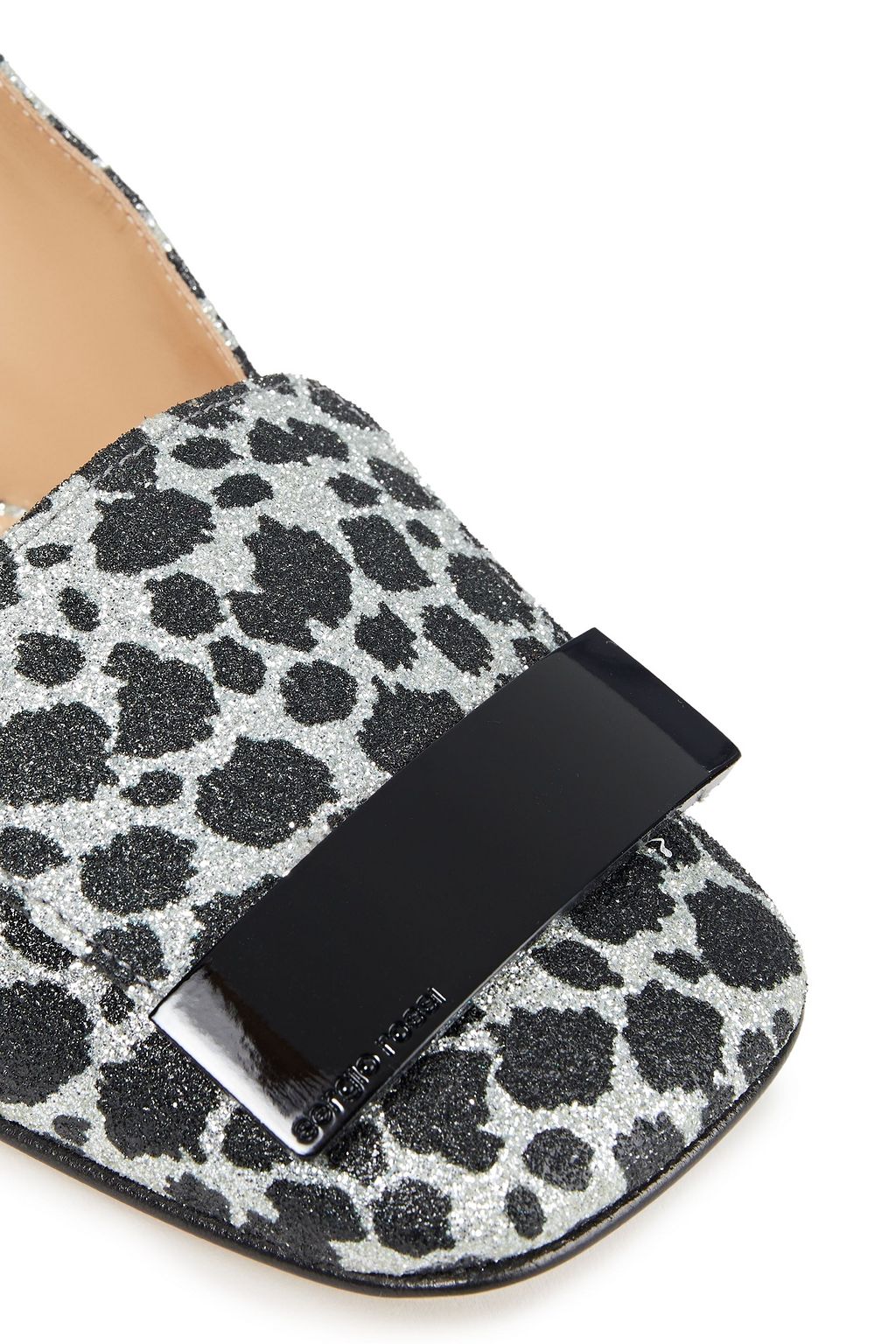 SERGIO ROSSI Glittered leopard-print woven pumps