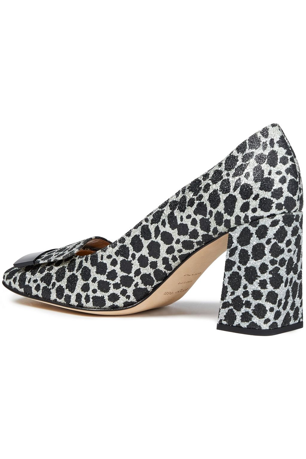 SERGIO ROSSI Glittered leopard-print woven pumps