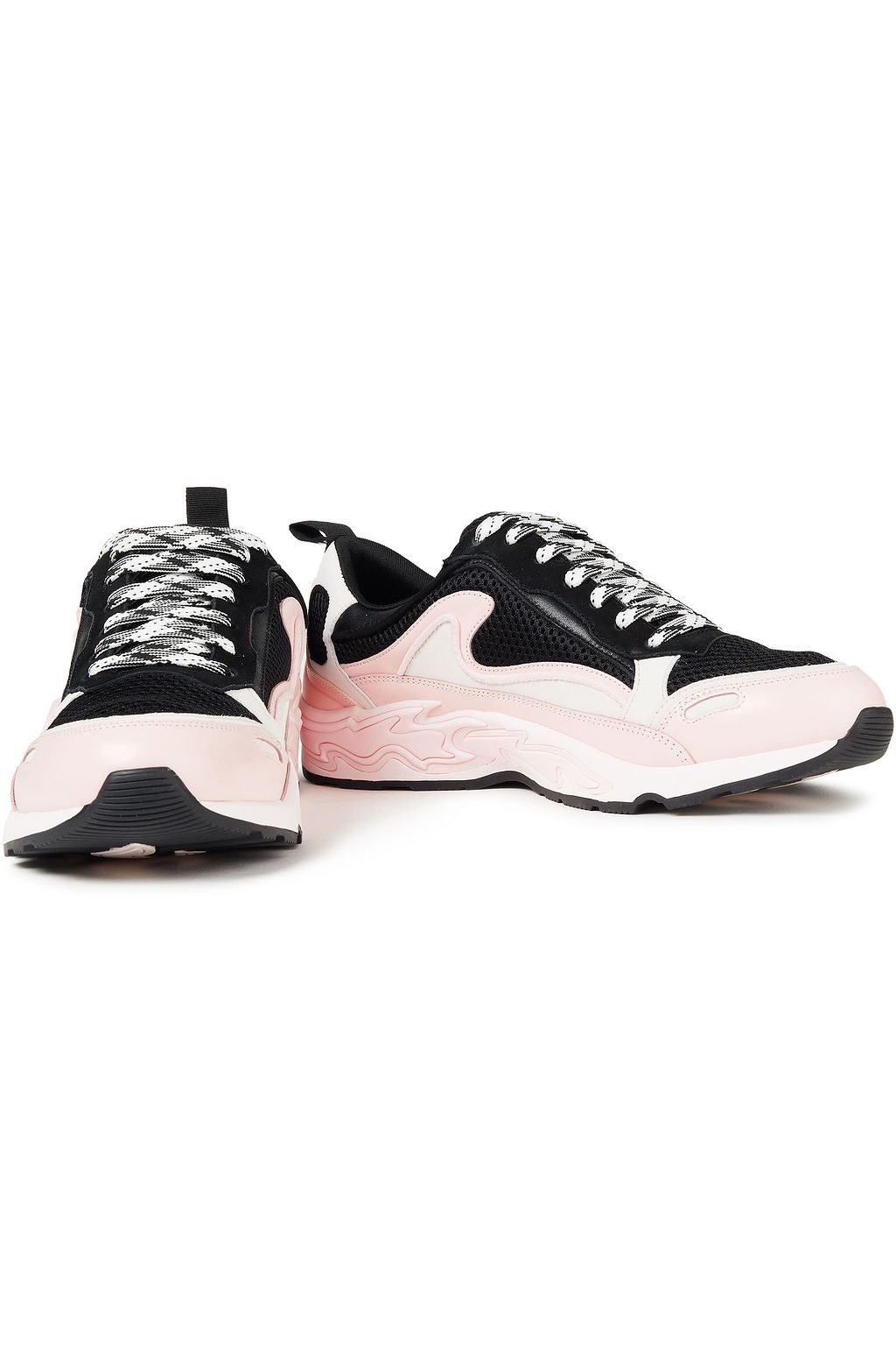 SANDRO Mesh-paneled leather sneakers