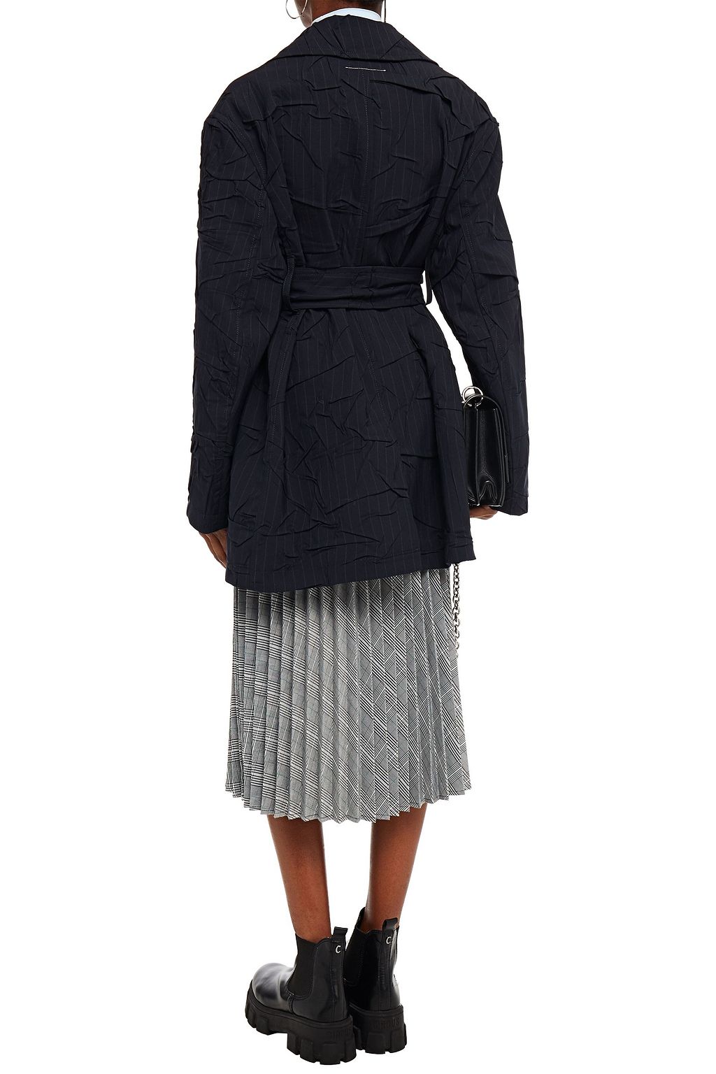 MM6 MAISON MARGIELA Crinkled pinstriped woven trench coat