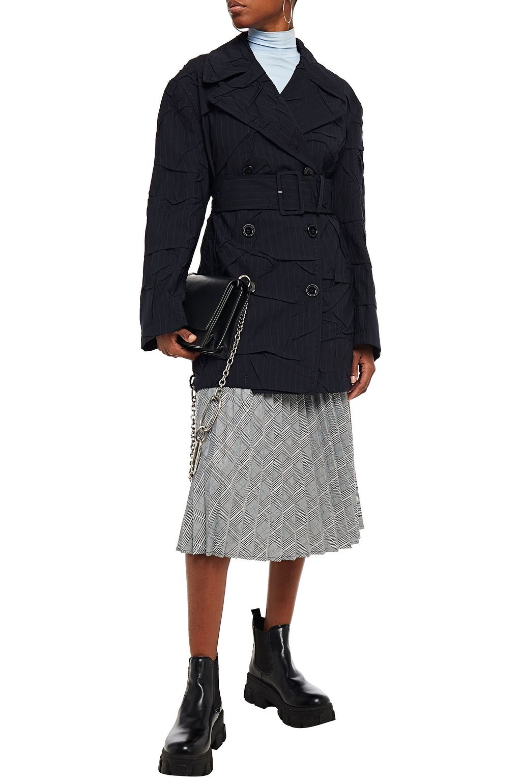 MM6 MAISON MARGIELA Crinkled pinstriped woven trench coat