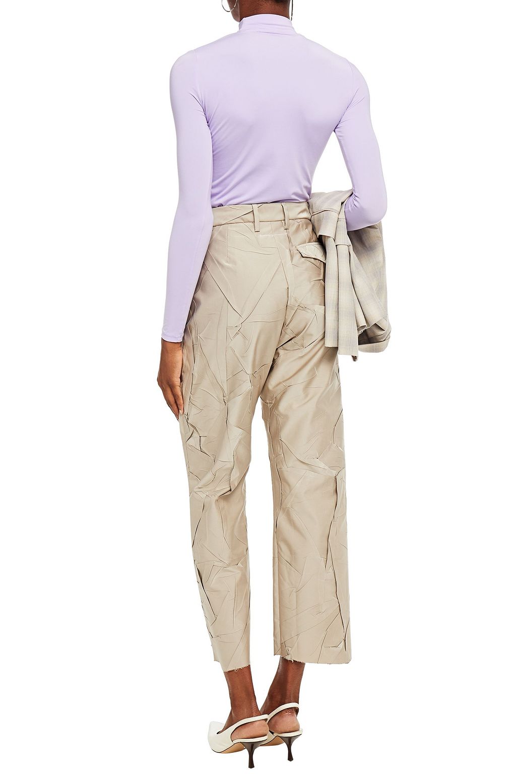 MM6 MAISON MARGIELA Cropped crinkled taffeta straight-leg pants