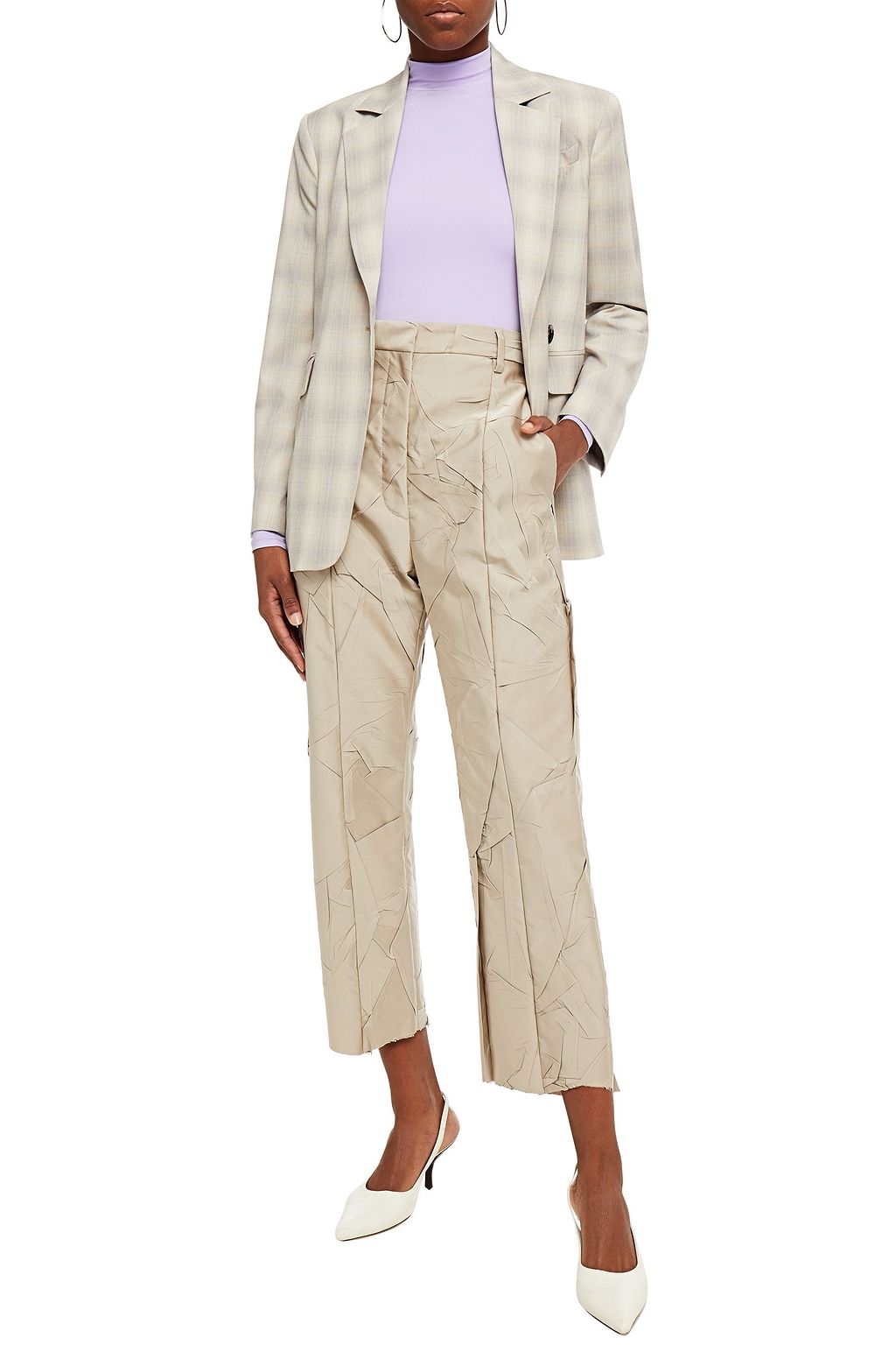 MM6 MAISON MARGIELA Cropped crinkled taffeta straight-leg pants
