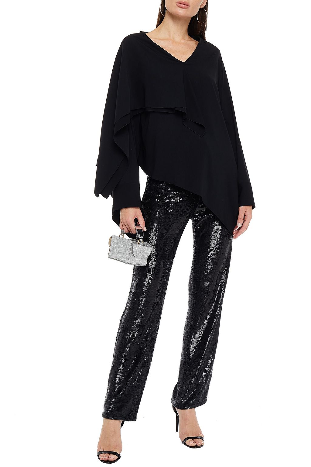 MM6 MAISON MARGIELA Asymmetrisches Oberteil aus Crêpe de Chine mit Drapierung