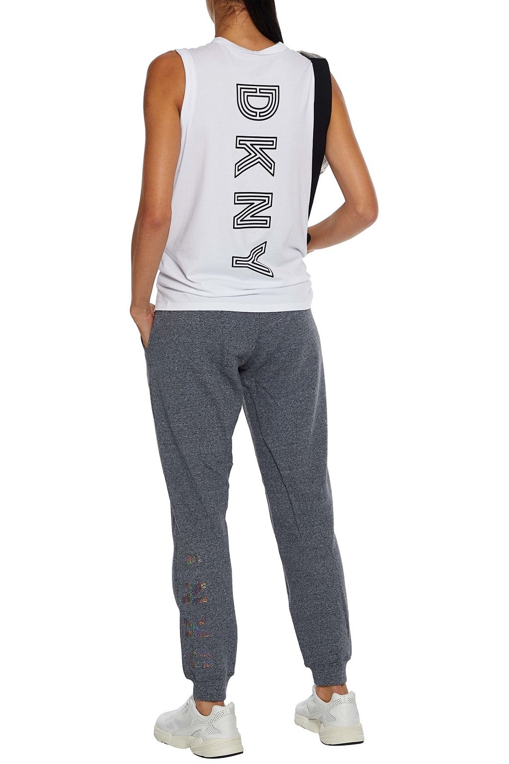DKNY Printed stretch cotton and modal-blend jersey tank