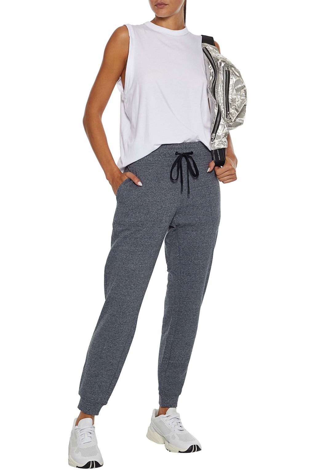 DKNY Printed stretch cotton and modal-blend jersey tank