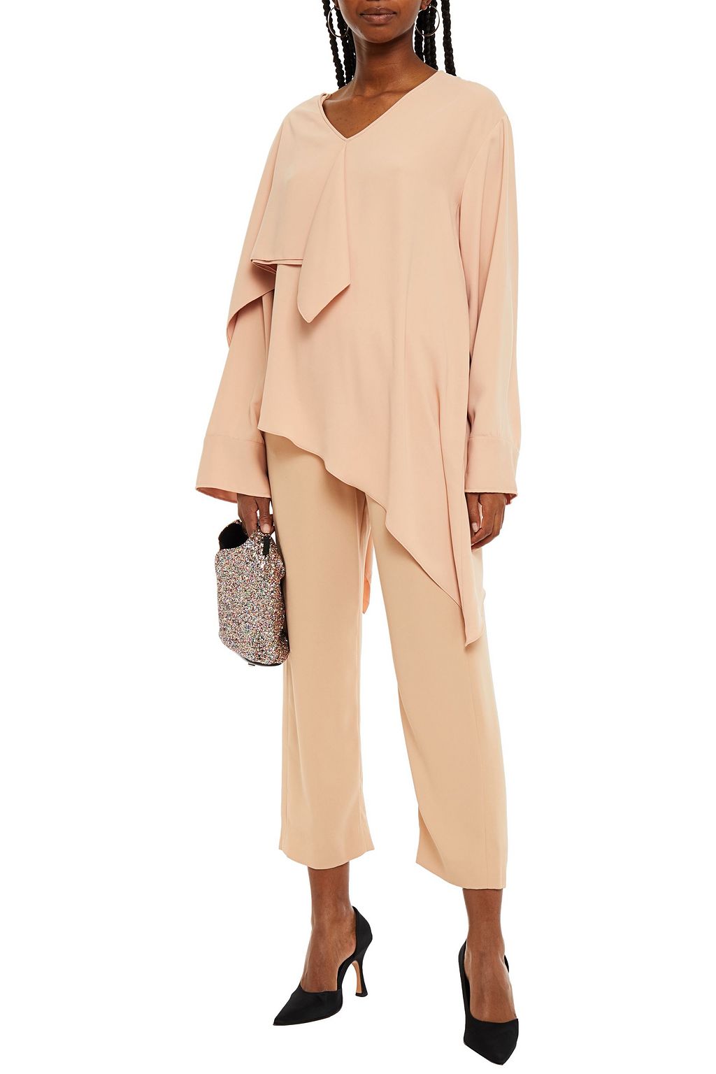 MM6 MAISON MARGIELA Asymmetrisches Oberteil aus Crêpe de Chine mit Drapierung