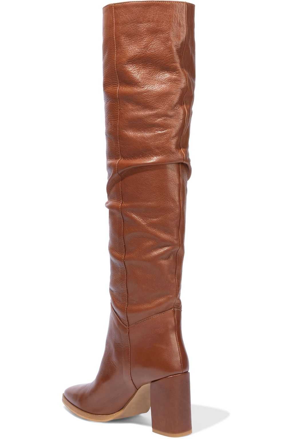 IRIS & INK Clarisse ruched pebbled-leather knee boots