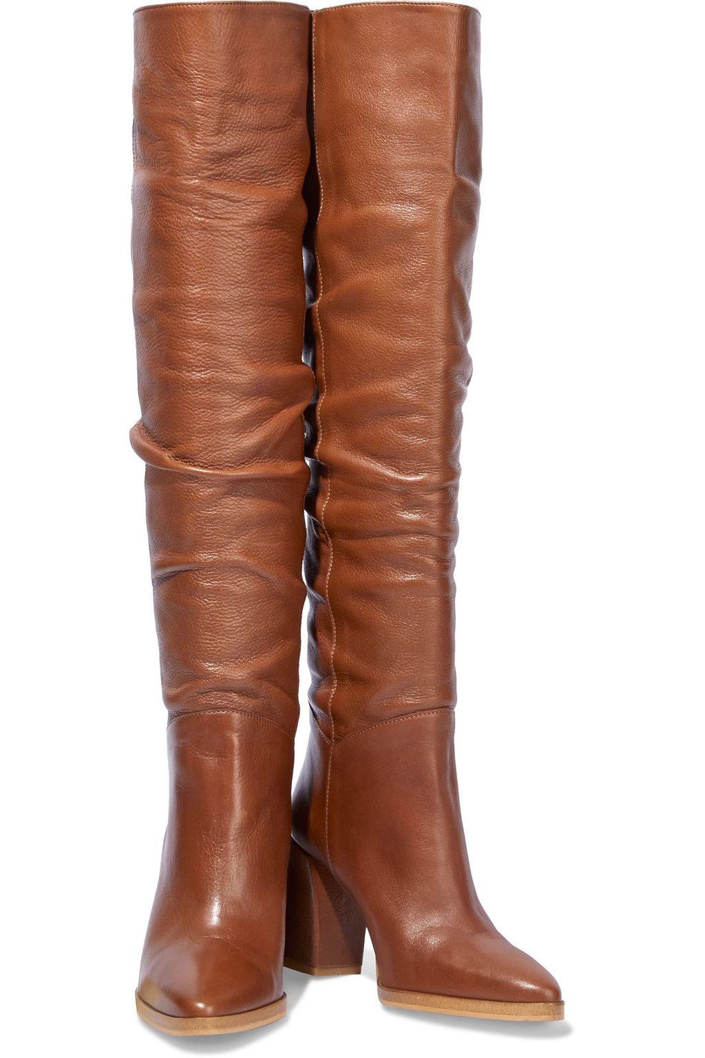 IRIS & INK Clarisse ruched pebbled-leather knee boots