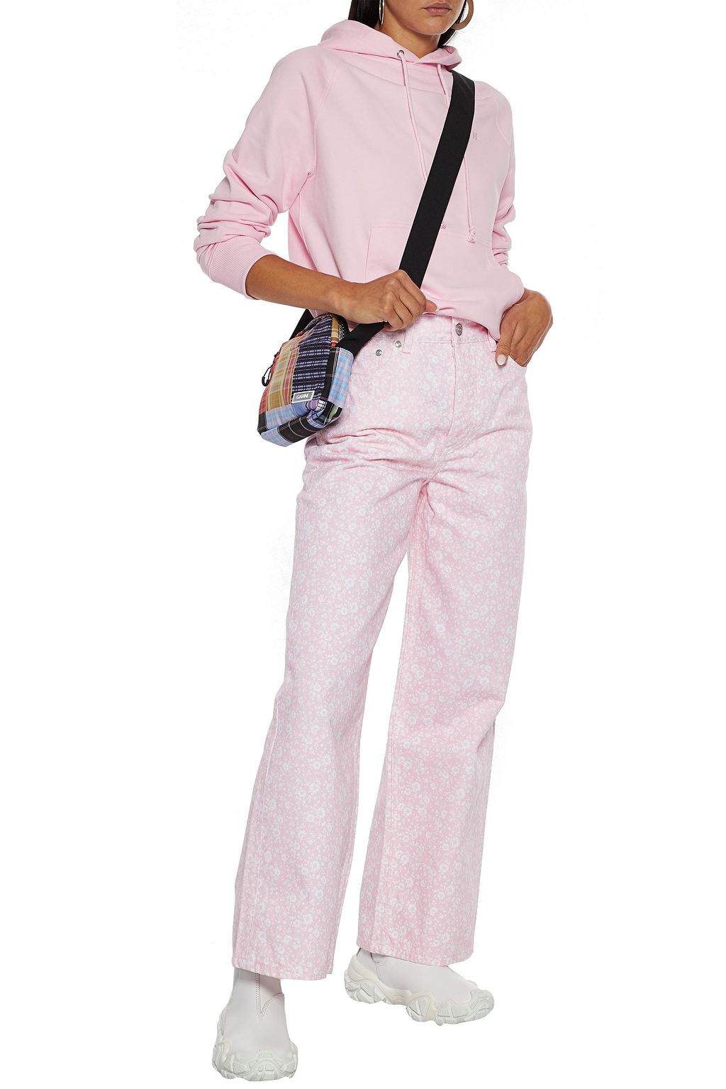 GANNI Floral-print high-rise wide-leg jeans
