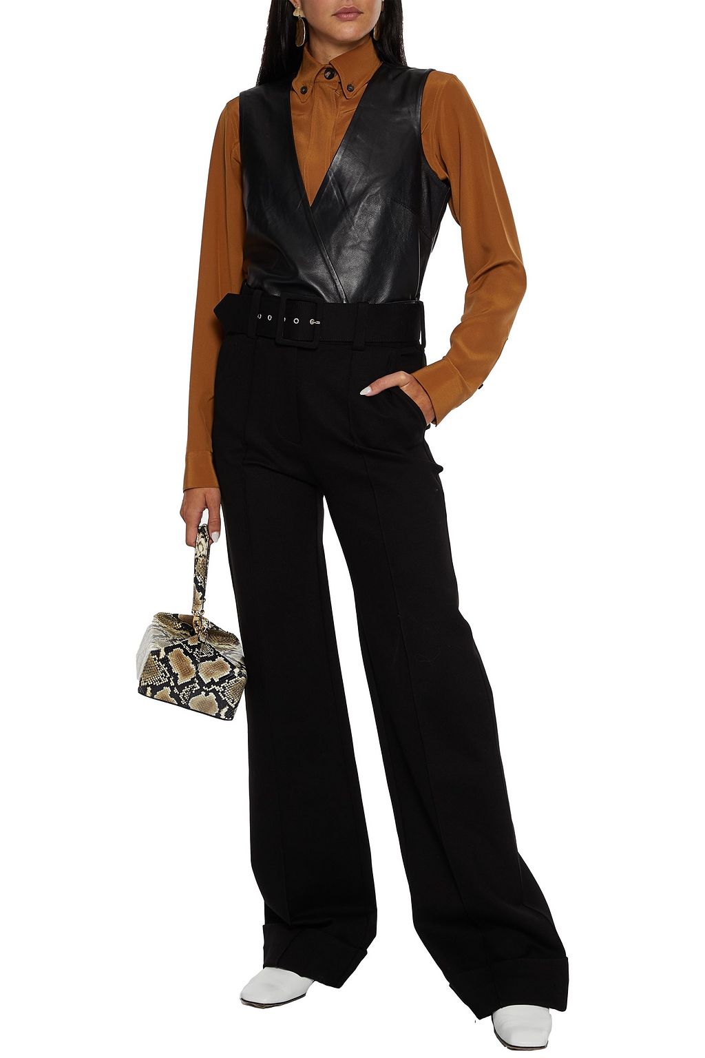 VICTORIA, VICTORIA BECKHAM Belted ponte wide-leg pants
