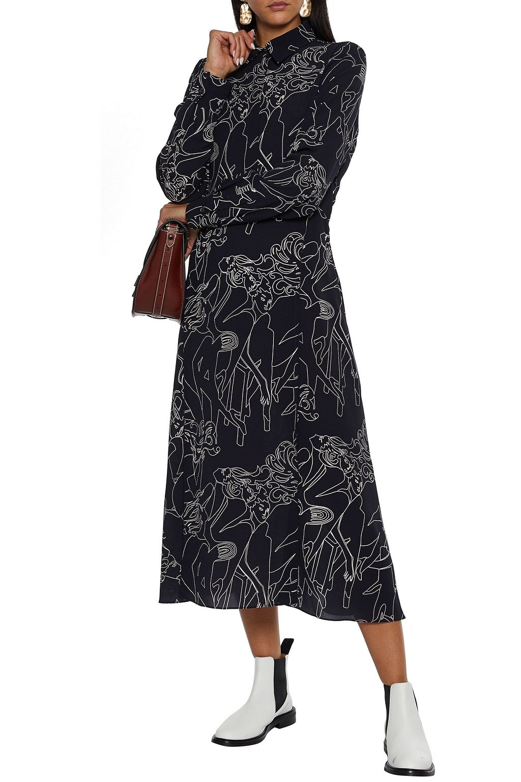 VICTORIA, VICTORIA BECKHAM Printed crepe midi dress