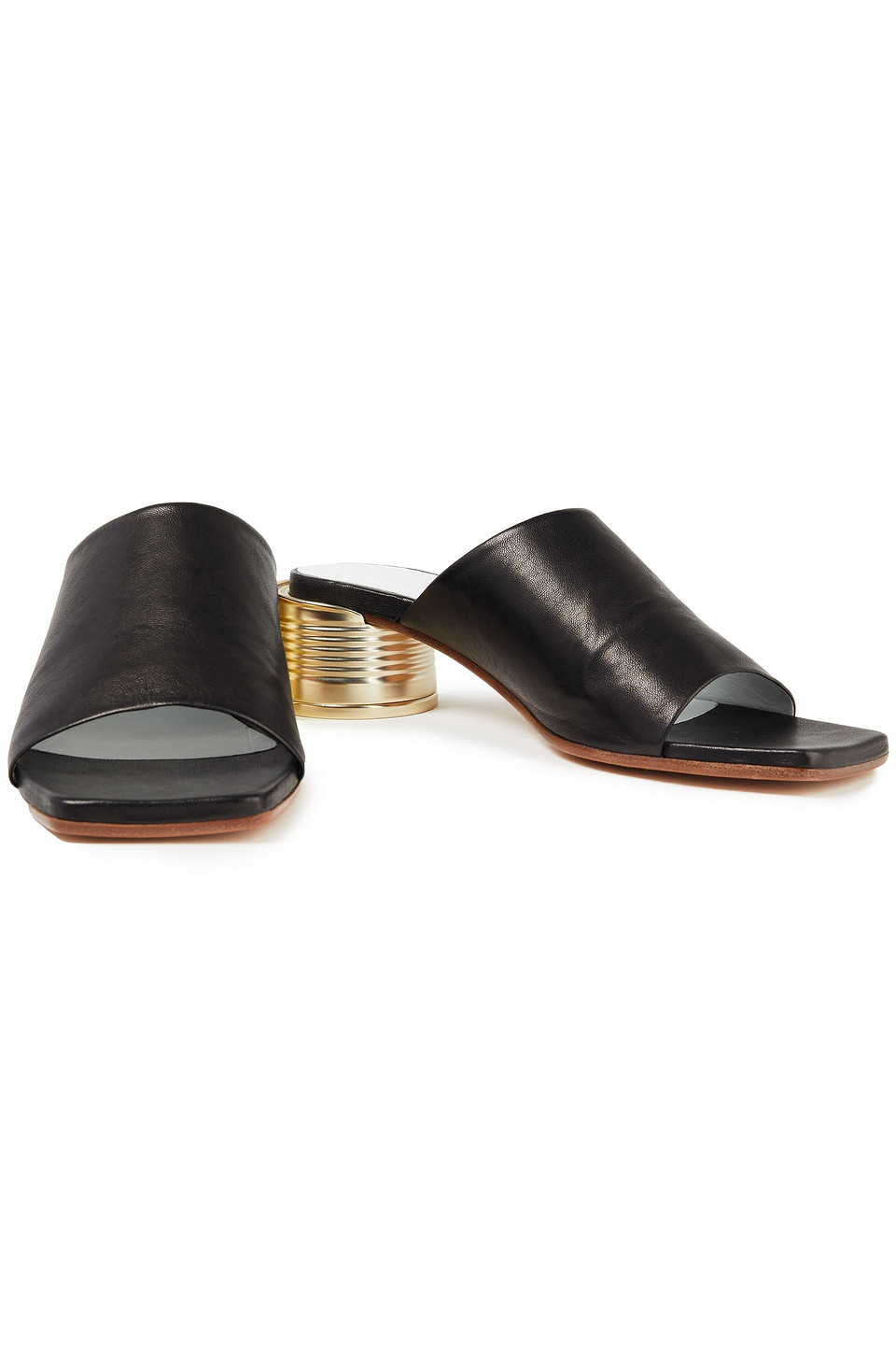 Mm6 Maison Margiela Leather Mules In Black