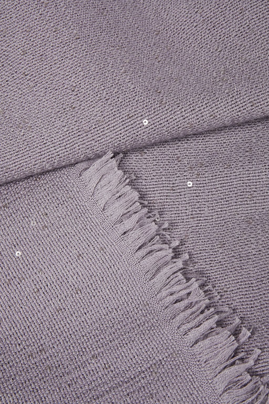 BRUNELLO CUCINELLI Frayed sequin-embellished cashmere and silk-blend scarf