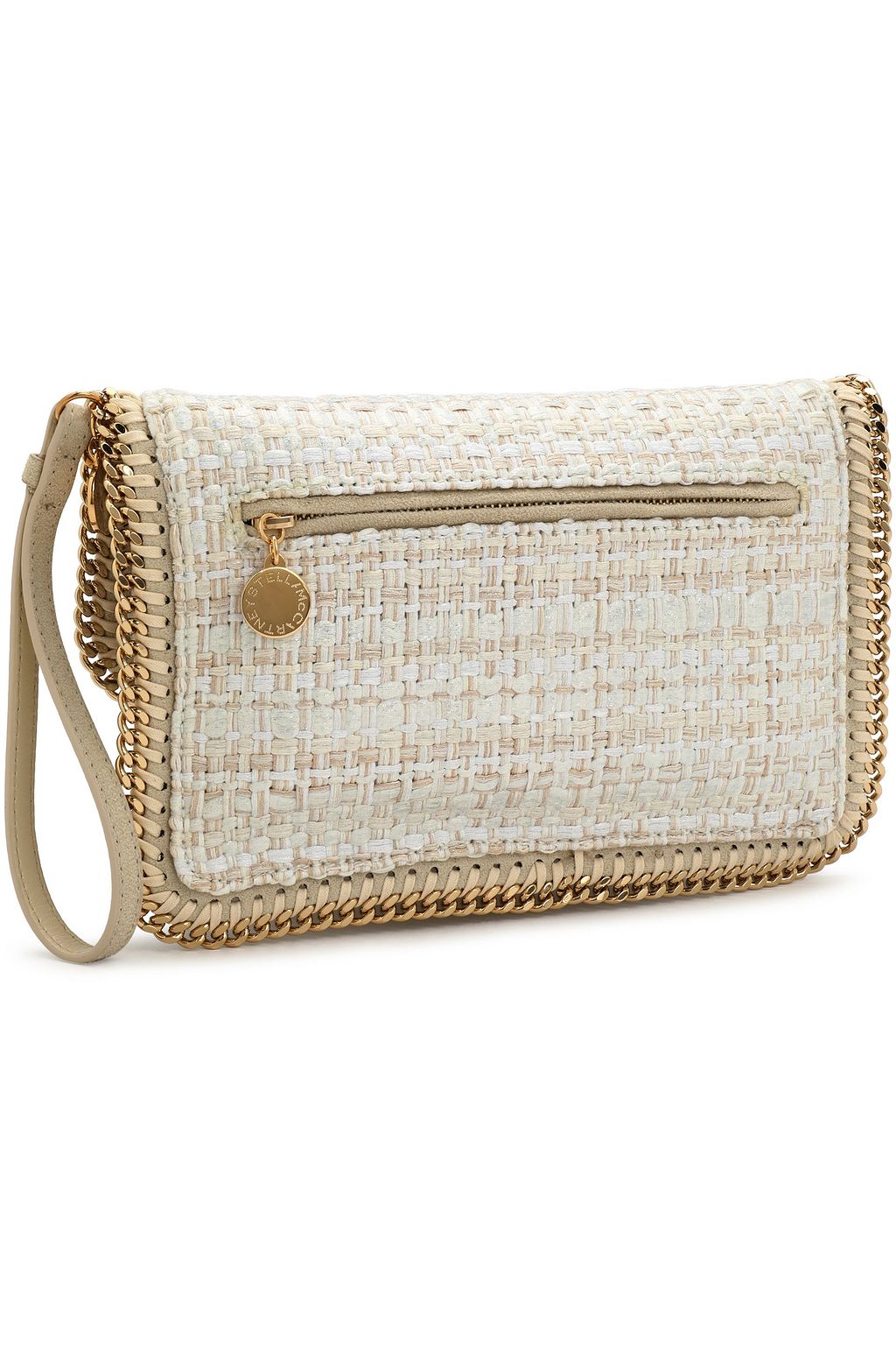 STELLA MCCARTNEY Chain-trimmed coated woven clutch