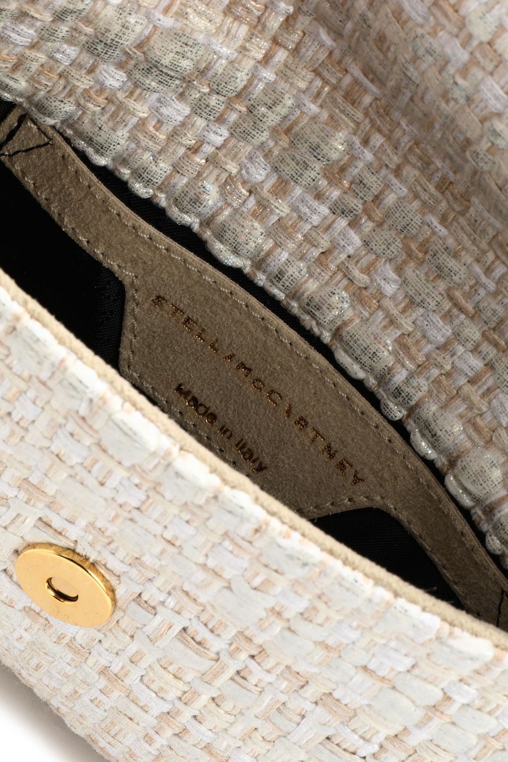 STELLA MCCARTNEY Chain-trimmed coated woven clutch